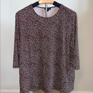 J. Jill Wearever Collection Red and Black Patterned Top